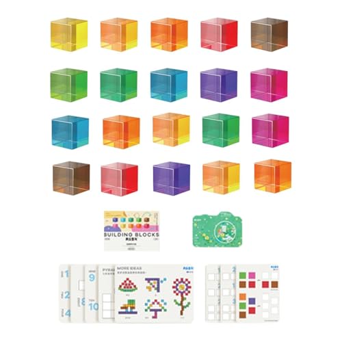 Folpus 20x Regenbogen Acryl Blöcke Stapeln Würfel Kreative Geschenk Bausteine Set Folpus 20x Regenbogen Acryl Blöcke Stapeln Würfel Kreative Geschenk Bausteine Set von Folpus