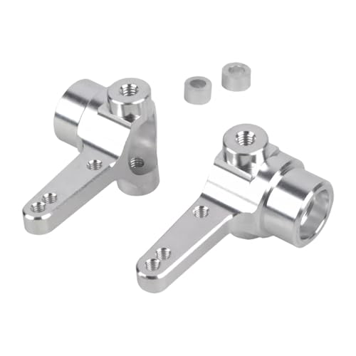 Folpus 2X 1:10 RC Aluminium Vorderer Achsschenkel Arm Vordere Lenkschalen Zubehör Heavy Duty Upgrade für Gf02 GF01 G6-01 WT-01N RC Auto, Silber von Folpus