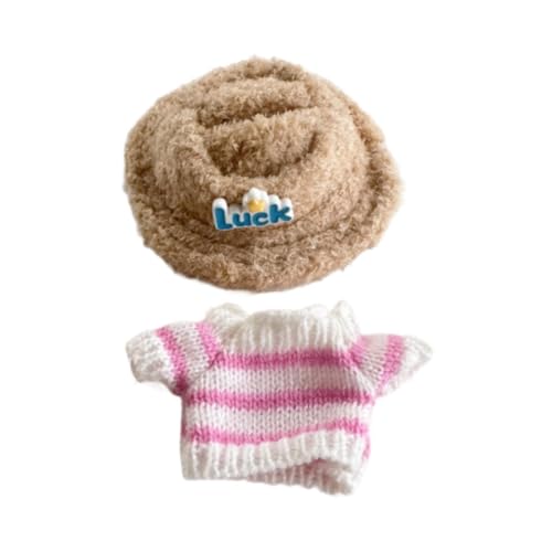 Folpus 2X Fashion Dolls Gestreifter Pullover und Hut Handgemachte Kleidung Miniatur Kleidung für 15-17cm Puppen, Gelb von Folpus