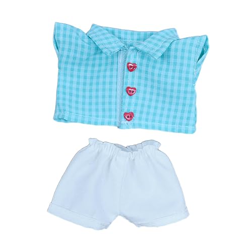 Folpus 2X Hemd und Hose für Modepuppen, handgefertigte Kleidungsaccessoire-Outfits, Miniaturkleidung für 6,7-Zoll-Puppen, Kindergeschenke, Grünes Gitter von Folpus