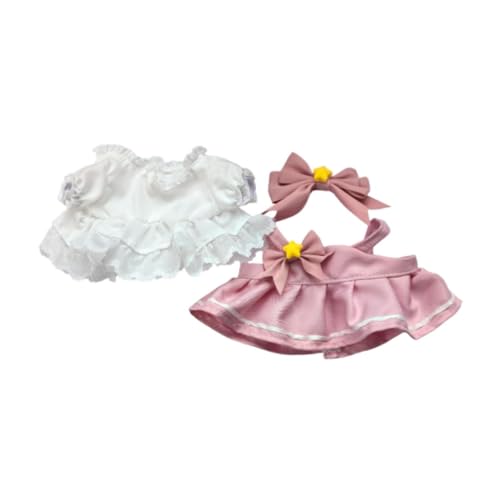 Folpus 3 Teiliger Modepuppen Anzug, Handgefertigte Kleidung, Bequemes DIY Puppenspielzeug, Süße Lässige Outfits, Kostümzubehör für 20 cm Puppen, Rosa von Folpus