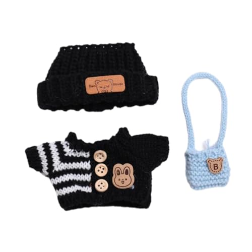 Folpus 3-teiliges Outfit für Modepuppen, Pullover und Hut, Tasche, Kostüm, Miniaturkleidung für 15–17 cm große Puppen von Folpus