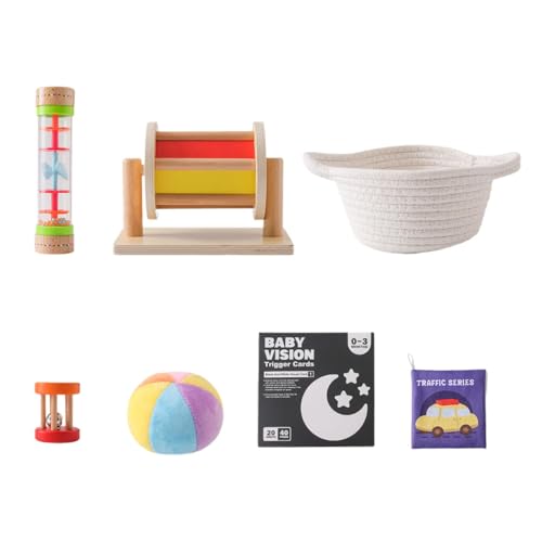 Folpus 7-teiliges Musikinstrumenten-Set für Kleinkinder, Montessori-Lerngeschenke, Holzspielzeug, Rasseln, Holz-Schlaginstrumente-Set für Kinder von Folpus