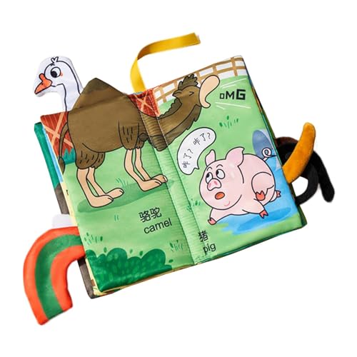 Folpus Baby-Früherziehungsbuch, Schwanz-Stoffbuch, pädagogisches Spielzeug, interaktives Babybuch-Spielzeug für kleine Weihnachtsstrumpffüller, Jungen und, Nutztiere von Folpus
