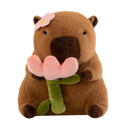 Folpus Capybara-Plüschtier, Capybara-Stofftier, Capybara-Plüschpuppe für Erwachsene, Blume von Folpus