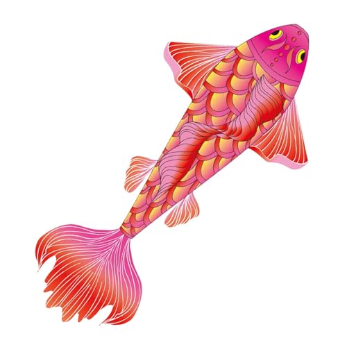 Folpus Cartoon Koi Kite Beach Kites Outdoor Sport Kinder Spiel Aktivität Karpfen Kites für Erwachsene Fisch Kites für Gartenstraße, Rot von Folpus