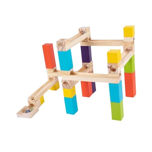 Folpus DIY Holzbahn Marmorspielzeugbahn Murmelbahn Hobbyspielzeug Puzzle Montagespielzeug für Heimdekoration im Alter von 4–8 Jahren Kinder Kinder, 36 StÜcke von Folpus