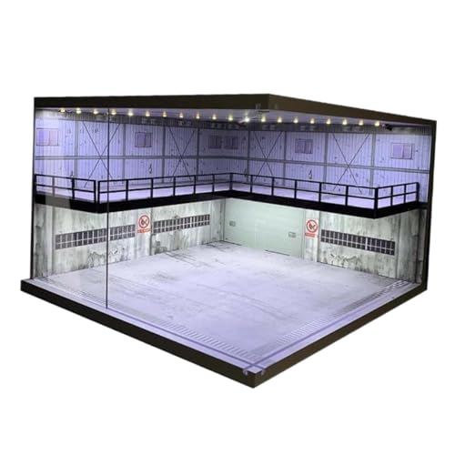 Folpus Doppelschichtige 1/64 Modellparkplatz-LED-Vitrine, Sammlerstücke für Modellautos, Blaue Steine von Folpus