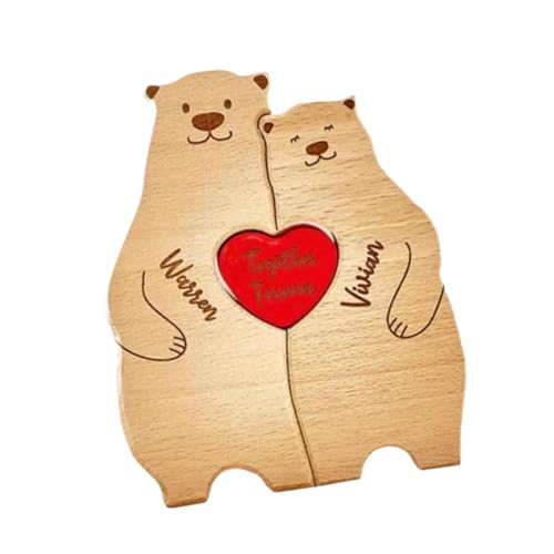 Folpus Familie Holz Puzzle Familie von Skulptur Holzdekor für Mama und Papa, 2 Bären von Folpus