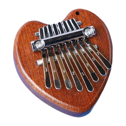 Folpus Fingerklavier, Mini-Daumenklavier, 8 Tasten, Zubehör, tragbares Musikinstrument für Musikliebhaber, Kinder, Anfänger, Ornamente, Geschenk , Herz von Folpus