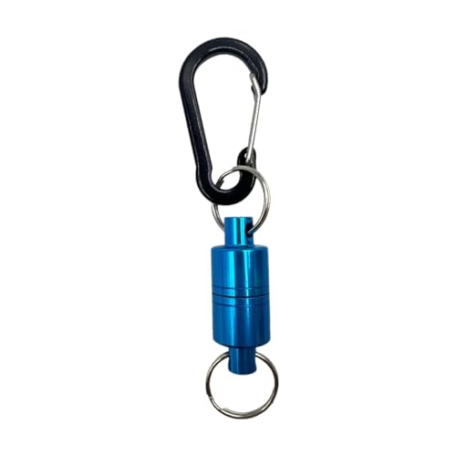 Folpus Fischernetz-Entriegelungsclip-Halter, Outdoor-Kescher-Hängehalter aus Aluminiumlegierung mit Karabinerhaken-Schlüsselbund, Blau von Folpus