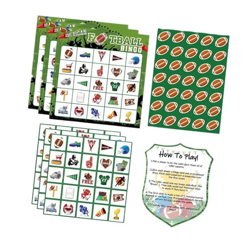 Folpus Fußball-Party-Papier-Bingo-Karten, Bingo-Spielkarten, 24 Bingo-Spielkarten mit Fußball-Thema, Feiertagsspiel für Klassenkameraden und Freunde von Folpus