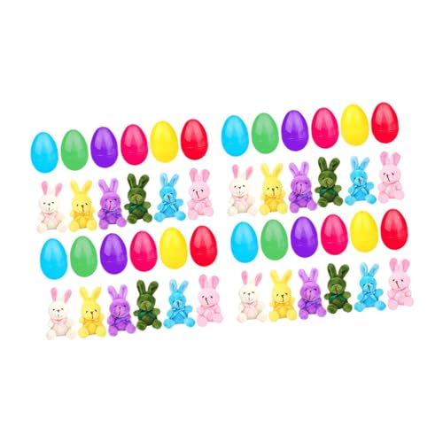 Folpus Gefüllte Ostereier mit Plushie Bunny Dekorative Leuchtende Farben Kreative Korb Stuffers Füllfülle Party Gefälligkeiten Zum Feiern, 24 Set von Folpus