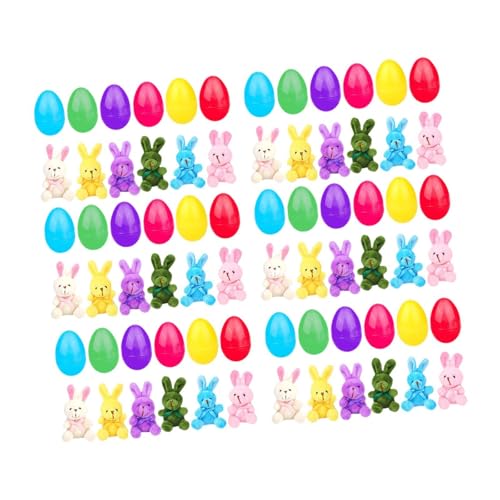 Folpus Gefüllte Ostereier mit Plushie Bunny Dekorative Leuchtende Farben Kreative Korb Stuffers Füllfülle Party Gefälligkeiten Zum Feiern, 36 Set von Folpus