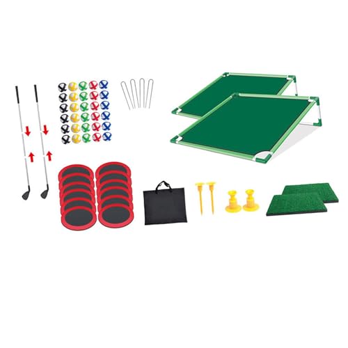 Folpus Golf-Pong-Putting-Spielset, Golf-Putting-Green-Matte, Golf-Putting-Übungs-Trainingsgerät für den Garten, Doppel-Rack von Folpus