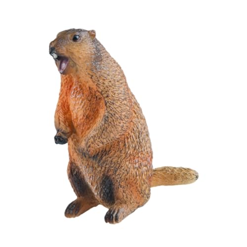 Folpus Groundhog Model Figur Frühes Bildungsheimdekor Simulation Marmots Skulptur Desktop Orament für Kinder Jungen Mädchen, Offener Mund von Folpus