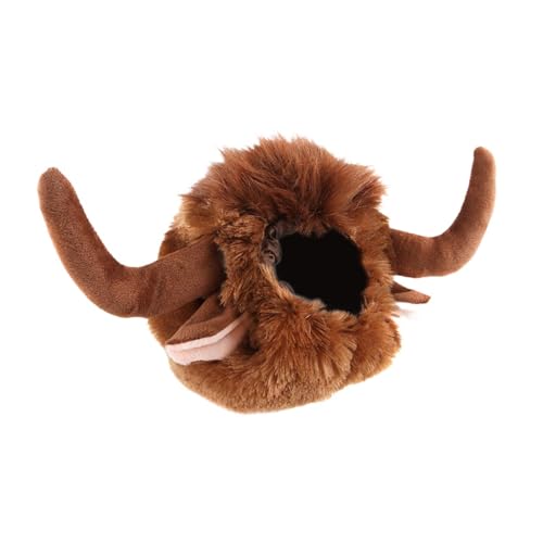 Folpus Haustier Funny Ox Hut Halloween Bull Haustier Kostüm mit Elastischer Band Winter Warmes Hund Perücke Hund Kuhhut für Winterurlaub, L von Folpus