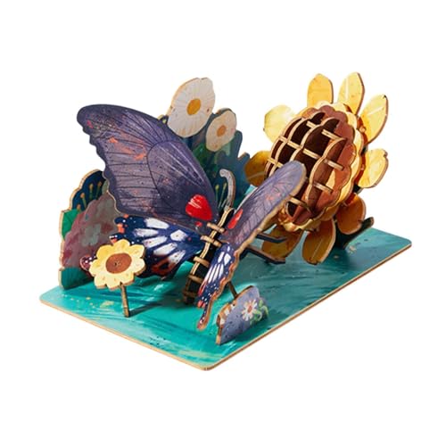 Folpus Holz-3D-Puzzles, pädagogische Frühentwicklung, Holzmodelle, Holzbau-Postkarten-Kits für Teenager im Alter von 4–7 Jahren, Phönix-Schmetterling von Folpus