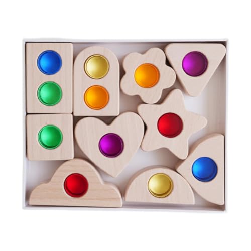 Folpus Holzbausteine, Set für Kinder im Vorschulalter, Konstruktionsspielzeug, buntes Lernspielzeug, Regenbogen Folpus Holzbausteine, Set für Kinder im Vorschulalter, Konstruktionsspielzeug, buntes Lernspielzeug, Regenbogen von Folpus