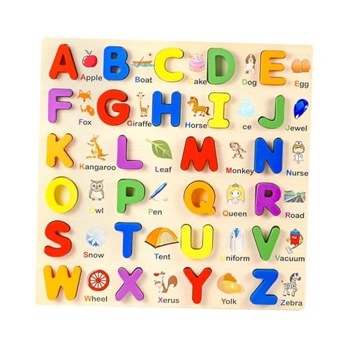 Folpus Holzpuzzle Lernen Lernspielzeug Blöcke Spielzeug Matching-Spiel für Jungen Mädchen, Großbuchstaben Folpus Holzpuzzle Lernen Lernspielzeug Blöcke Spielzeug Matching-Spiel für Jungen Mädchen, Großbuchstaben von Folpus
