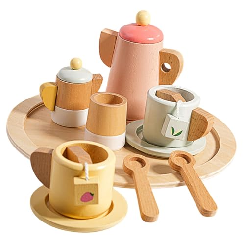 Folpus Holzspielzeugset für Kinder Montessori Babyspielzeugset Teeparty-Set Spielzeug als Geburtstagsgeschenk, Nachmittagstee-Set von Folpus