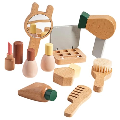 Folpus Holzspielzeugset für Kinder Montessori Babyspielzeugset Teeparty-Set Spielzeug als Geburtstagsgeschenk, Schminkset von Folpus