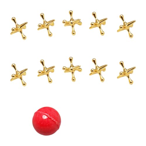 Folpus Jacks Game Old School Jax Game Toys Fun Traditionelles Retro -Brettspiel Jacks und Bouncy Ball Set für Eventsspielpreise Camps, Gold von Folpus