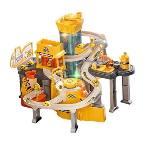 Folpus Kinderparkgarage Rennauto Rennstrecke Autospielzeug Indoor-Spiele Interaktives Montessori-Spielzeug Spielset Fahrzeuge für den Kindergarten, Technisches Thema von Folpus