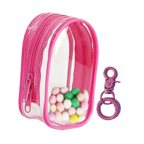 Folpus Mini-Tragetasche für Puppen aus PVC, durchsichtige Figur-Präsentationstasche mit Schlüsselanhänger und weichen Bällen, Mini-Aufbewahrungstasche für, ROSA von Folpus