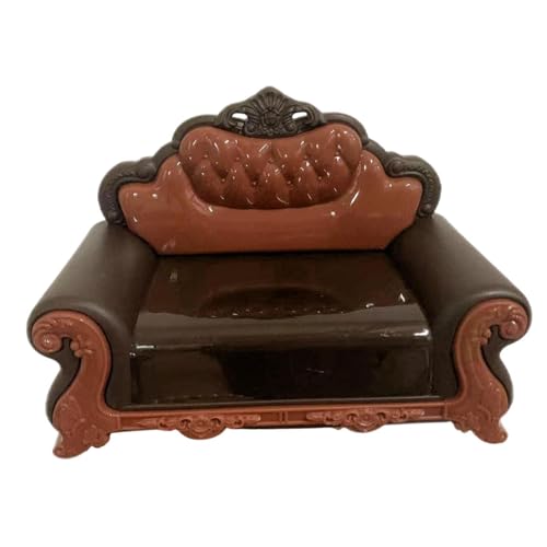 Folpus Miniatur-europäisches Sofa-Einzelstuhl-Modell, DIY-Zubehör, Miniatur-Möbel, Zimmer, Mini-Sessel, Sofa für Einrichtung, Geschenk, Braune Rückenlehne von Folpus