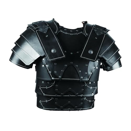 Folpus Mittelalterliche Brusträder Achselzucken -Rüstungen Dekoration, gotisches PU -, Körper Brustgurtsgürtel Ritterkostüm für Halloween -Cosplay, Schwarz von Folpus