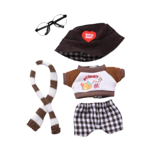 Folpus Niedliche Puppenkleidung, Anzug, Oberteil, Hose, Outfits, entzückendes Mini-Puppenkleidungsset für 6,69-Zoll-Puppen mit Anhänger, Neujahrsgeschenk, Schal-Set Brille von Folpus