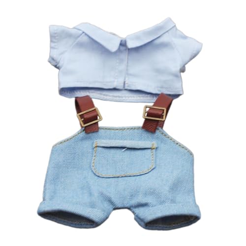 Folpus Plüsch-Puppenkleidung, Mädchen-Puppenkleidung, Hemd und Hosenträgerhose für Kinder, DIY-Baby-Puppenkleidung, Ankleiden für 6,69 Zoll Puppen , Blaue Hosen von Folpus