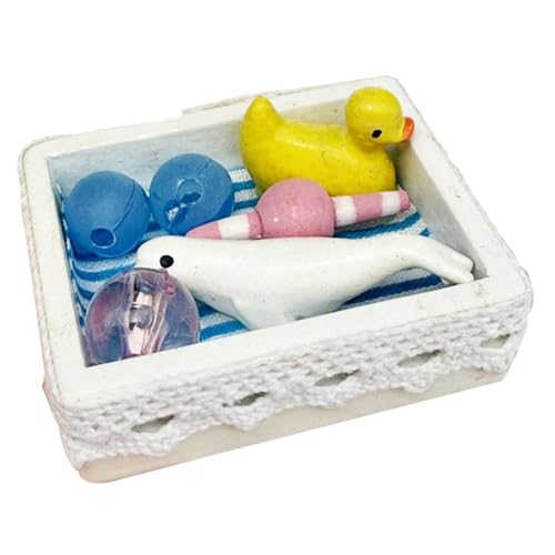 Folpus Puppenhaus Miniatur Aufbewahrungsbox Doll Möbelmodell Simulation DIY Kit Sturdy Bath Toy Box 1:12 für Badezimmerszene Requisiten von Folpus