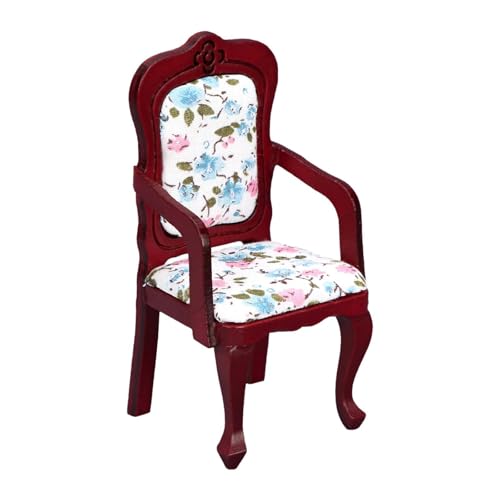 Folpus Puppenhausstuhl, Retro-Design, Rückenlehnenstuhl, Holzminiatur für Wohnzimmer, Schlafzimmer, Rotbraun Folpus Puppenhausstuhl, Retro-Design, Rückenlehnenstuhl, Holzminiatur für Wohnzimmer, Schlafzimmer, Rotbraun von Folpus