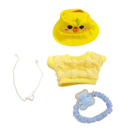 Folpus Puppenkleider-Set, Anziehpuppenkleidung, T-Shirt, süße Puppenkleidung, passend zu Ihren eigenen Puppen, für Kinder, Geschenk für kleine Mädchen, Gelber Hut von Folpus