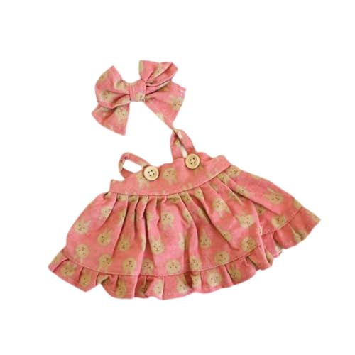 Folpus Puppenkleidung 38cm Puppenoutfits Kostüme Anziehpuppe Haarspange Accessoire Puppenkleid, Rosa Und Haarspangen von Folpus