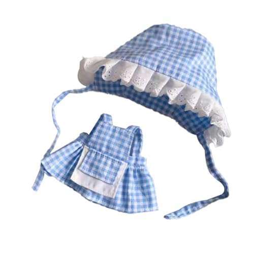 Folpus Puppenkleidungsset, Mädchenpuppen-Outfits, Modepuppenkostüme, Mini-Puppenkleid, Hutset für Mädchen, Geschenk für 17 cm Anhängerpuppe, Blau von Folpus