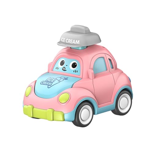 Folpus Push and Go Auto Spielzeug Push Reibung Fahrzeug Spielzeug Cartoon Kleinkind Spielfahrzeug für Jungen Mädchen, Rosa von Folpus