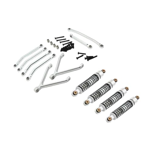 Folpus RC Autozubehör, RC Auto Ersatzteil, Upgrade, Leicht, Austausch von Gliedern Und Stoßdämpfer Set für 1/24 RC Auto Fcx24, Argent von Folpus