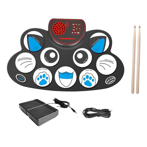 Folpus Roll -up -Drum Kits Electronic Drum Set Percussion Instrument Accessoires Party bevorzugt Multifunktions -Kompaktmusikinstrument, Katze von Folpus