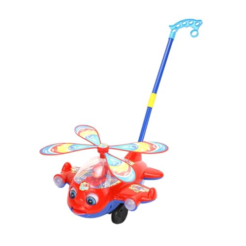 Folpus Schiebe-Laufspielzeug, Vorschulisches Lernspielzeug, Motorik-Entwicklungsspielzeug, Cartoon-Flugzeug, Spielzeugtrolley für Kinder, Jungen, Mädchen, L Red von Folpus