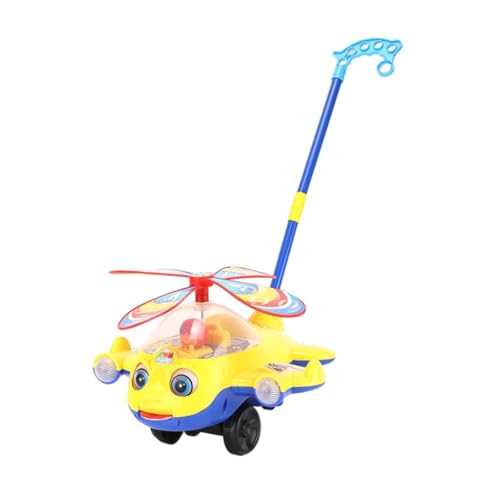 Folpus Schiebe-Laufspielzeug, Vorschulisches Lernspielzeug, Motorik-Entwicklungsspielzeug, Cartoon-Flugzeug, Spielzeugtrolley für Kinder, Jungen, Mädchen, L Yellow von Folpus