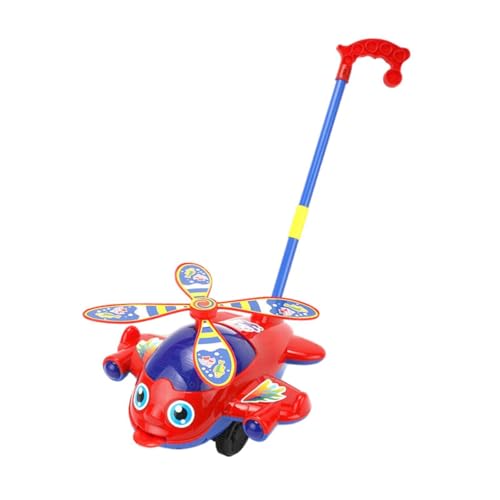 Folpus Schiebe-Laufspielzeug, Vorschulisches Lernspielzeug, Motorik-Entwicklungsspielzeug, Cartoon-Flugzeug, Spielzeugtrolley für Kinder, Jungen, Mädchen, XL Rot rutschfest von Folpus