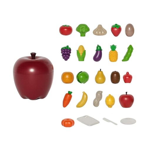 Folpus Set zum Schneiden von Obst und Gemüse, Spielzeug-Küchenzubehör mit Korb, Küchenspielset für Kinder für Mädchen, 26 Stück von Folpus