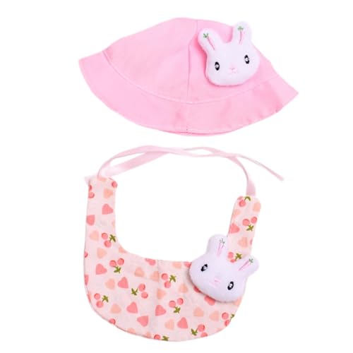 Folpus Süßes Puppenlätzchen, Puppenlätzchenmütze, bequemes Puppenzubehör, modischer Cartoon für Kinderkostüme, Puppen-Outfits für 17 cm große Plüschente, Rosa von Folpus