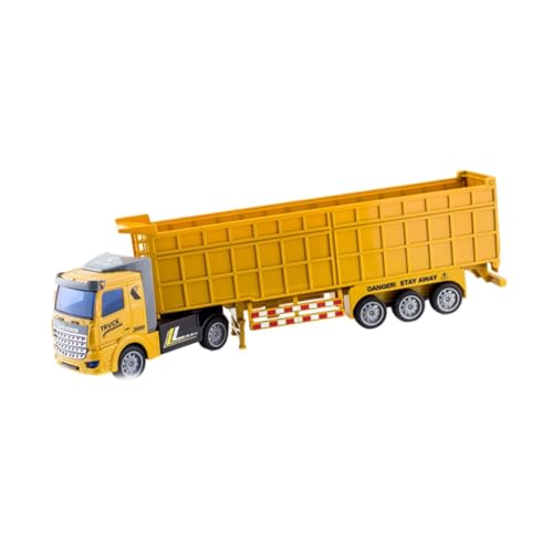 Folpus Zusammengebautes LKW-Modell, Schwerlast-LKW, abnehmbar mit Rückzugsmechanismus, Container-LKW, Transport-LKW zum Sammeln, Gelb, 32cm von Folpus