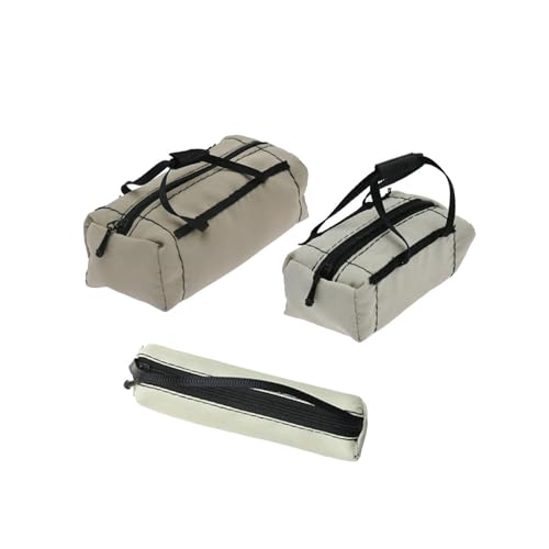 Fonowx 3Pcs RC Auto Hohe Simulation Gepäck Taschen Modell Auto Reisetaschen Dekoration Dach Wagon Tasche für 1:10 RC Crawler Auto Zubehör, grau von Fonowx