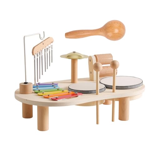 Fonowx Baby Musikspielzeug, Holzinstrument, Kindertrommel Set für Babys, Mädchen Und Jungen von Fonowx