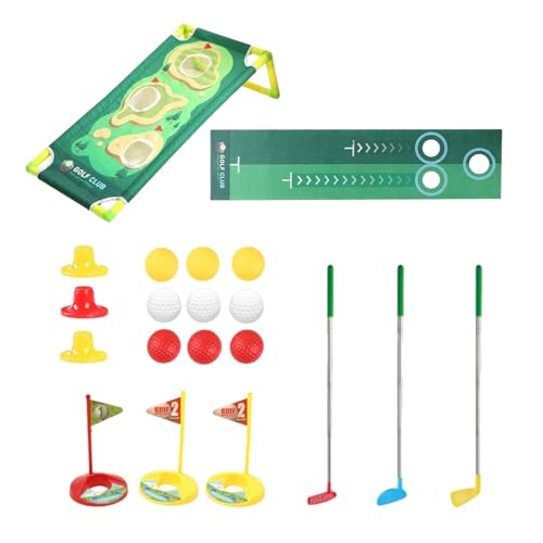 Fonowx Mini Golf Set Indoor Kinder, Holzspielzeug Golfschläger und Golfbälle, Putting Matte Spielzeug, Indoor und Outdoor Spielzeug für Mädchen und Jungen ab 3 Jahre, Stil C von Fonowx